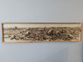 Hand drawn and wood burned artwork of the Edmund Fitzgerald